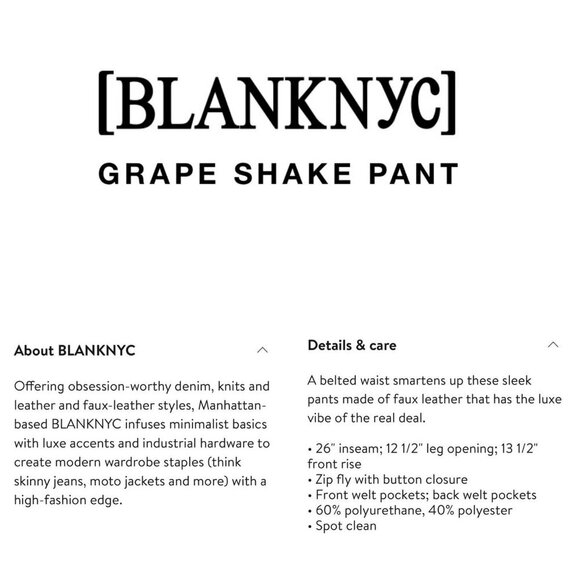 Blank NYC Womens Size 32 Grape Shake Pants Purple Vegan Faux Leather Pleated - Picture 4 of 6